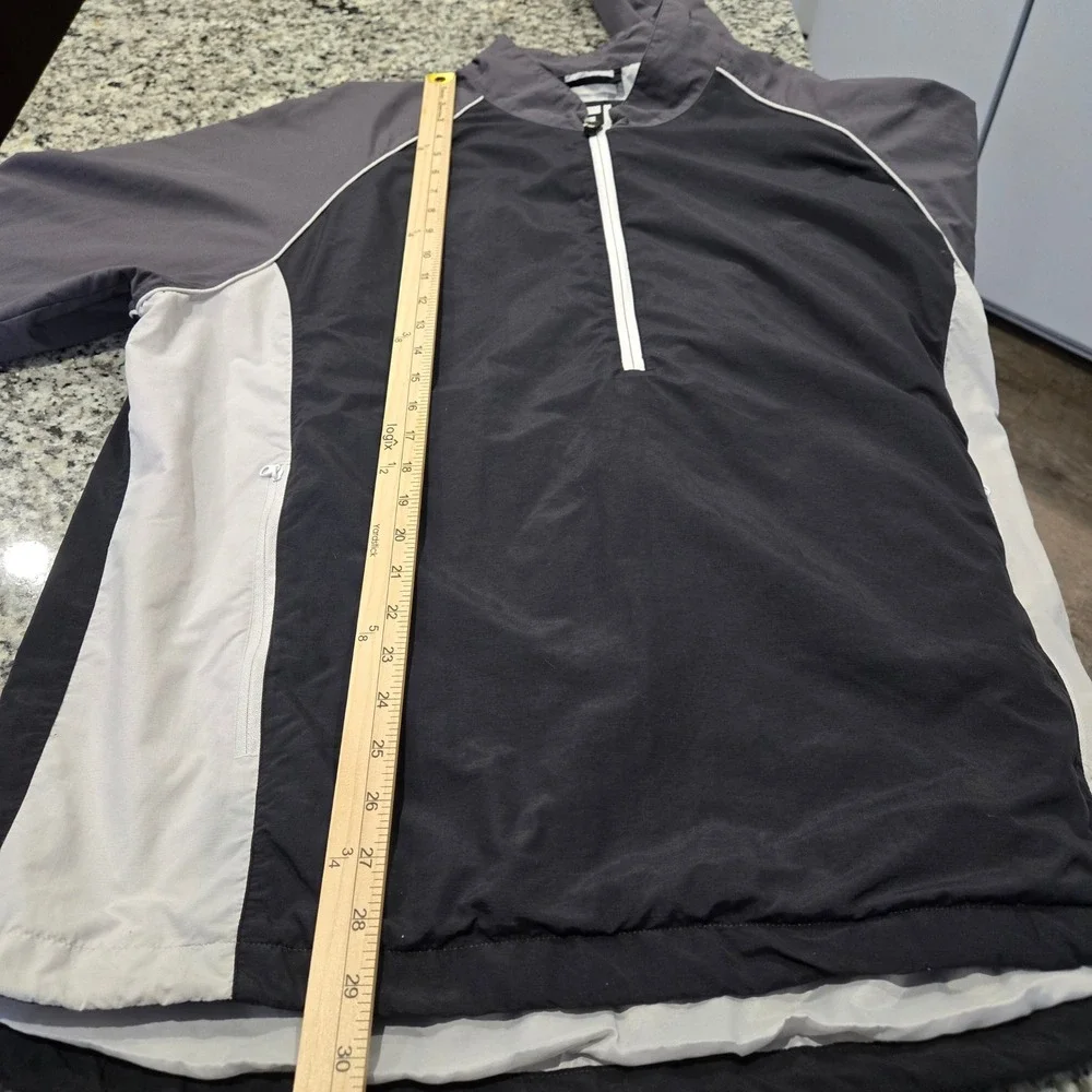 FootJoy Golf Pullover Windbreaker Mens XL Black Grey 1/2 Zip Jacket
